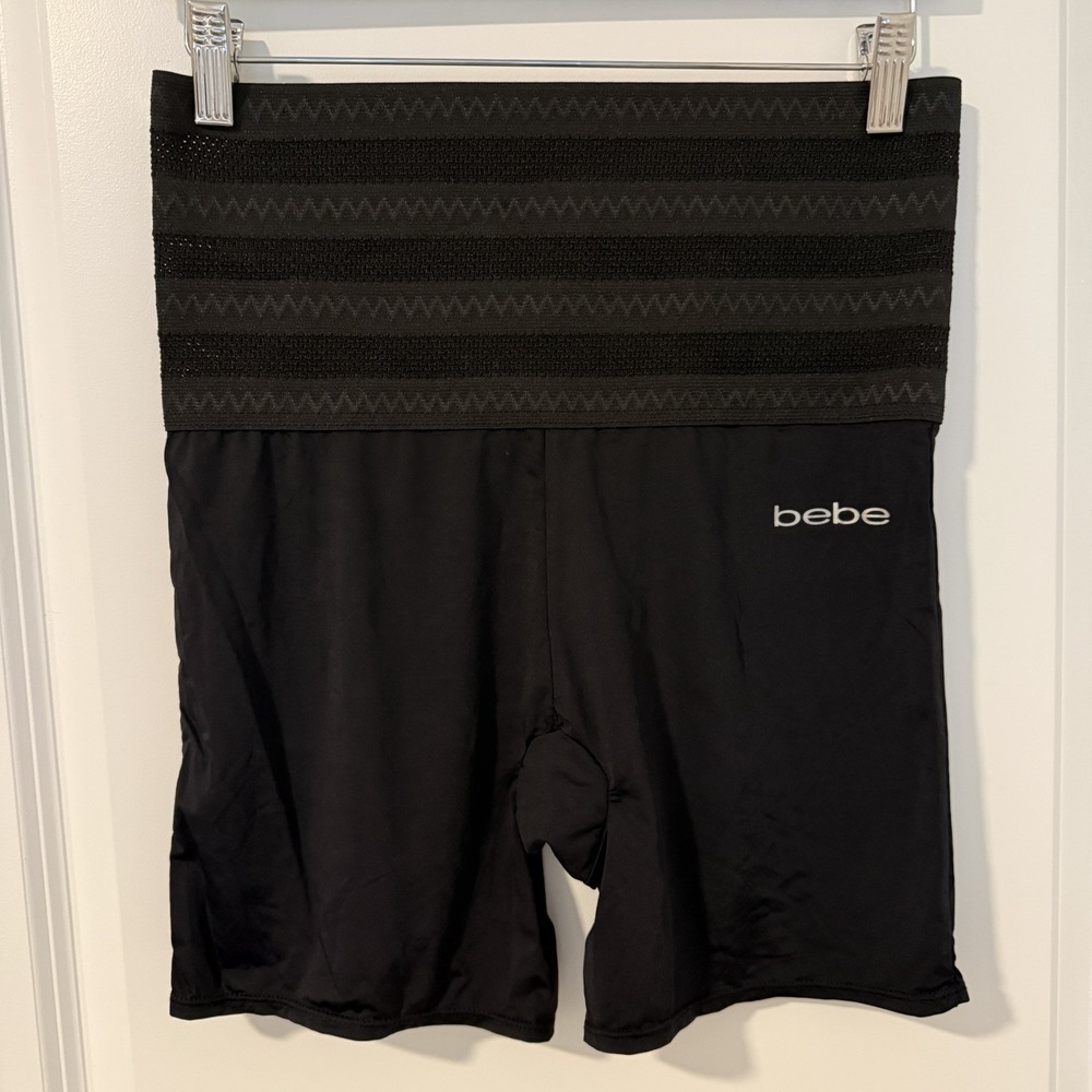 Bebe Sports Black High Waisted Tummy Control Shaping Shorts SIZE 1X